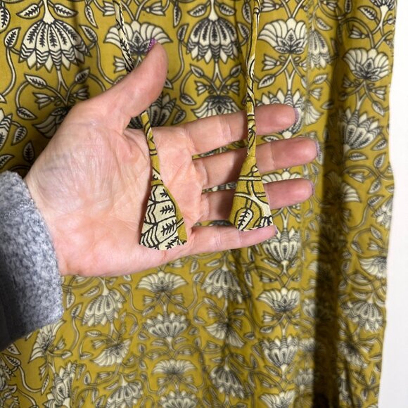 Mod's Mahal Floral Split Neck Midi Dress Womens Size XS Pockets Block Print Boho - Picture 5 of 13